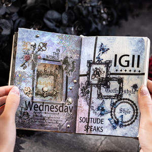 1 volume de <span class=keywords><strong>la</strong></span> série de poèmes Dark Night Poem, ruban adhésif à thème gothique, ruban de matériel DIY <span class=keywords><strong>pour</strong></span> carnet de notes - Product Image 3