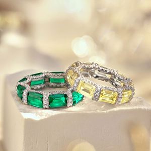 Dylam Luxurious Fine Jewelry Trendy Women S925 <b>Silver</b> Diamond Halo <b>Eternity</b> Band 5A Zirconia Wedding Bridal Promise <b>Ring</b> - Product Image 2