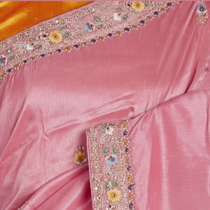 Pieza de blusa de estilo indio tejida a mano con bordado de lentejuelas Zari hilo de Sari puro para bodas tradicionales fiestas Sari elegante - Product Image 1