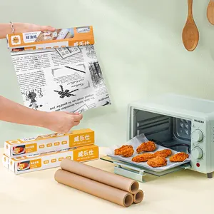 Rotolo di carta da cucina stampato a getto d'inchiostro in stile giornale carta impermeabile oleata rotolo continuo di carta da cucina con olio di Silicone