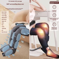 Masseur de genou avec compression par airbag et thérapie thermique, massage intelligent par pétrissage pour la cuisse, le mollet et le pied, idéal pour la relaxation musculaire