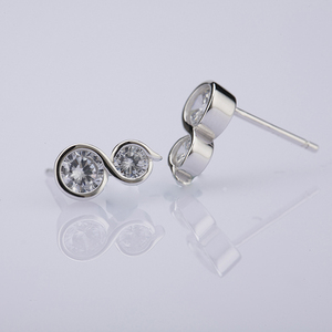 High Quality Popular <strong>Infinity</strong> Korean Sterling Silver Jewelry Woman Diamond <strong>Earring</strong> - Product Image 3