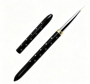 Socheal – Stylos de dessin pour ongles en métal noir de haute qualité, pinceaux liner en nylon 10 mm pour gel UV et acrylique, modèle pour la conception d'ongles - Product Image 4