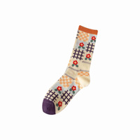Chaussettes en coton à motif floral et fruité pour femme, taille unique, style vintage à carreaux, décontractées, respirantes, printemps, avec revers personnalisable, séchage rapide