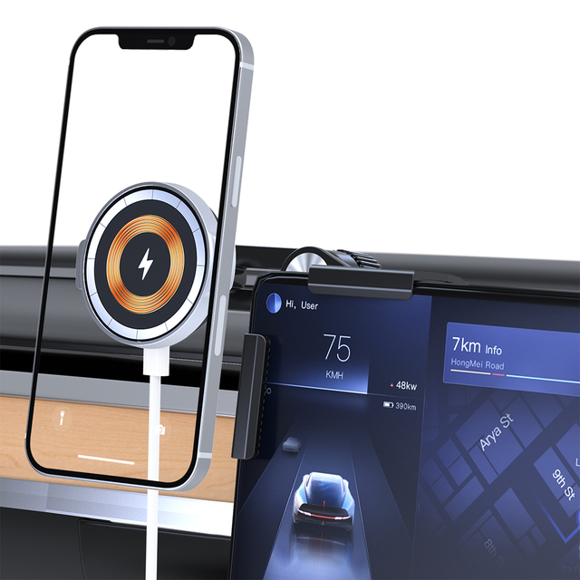Factory Wholesale Magnetic Car Phone Holder Wireless Charger OEM Custom Logo Mount for Tesla Model Y 3 EV Vehicles