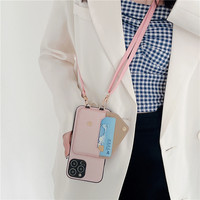 Casing dompet wanita, tas selempang dengan tempat kartu ponsel untuk iPhone 17 16 15 14 Pro Max 11 12 13