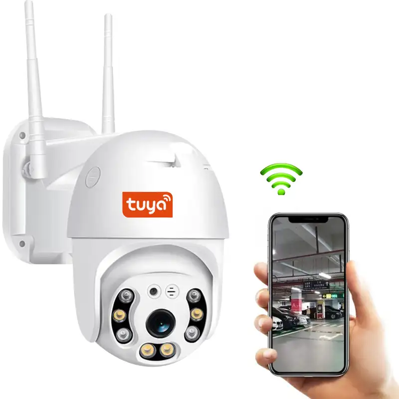 Câmera inteligente de 3mp tuya com rede ip, câmera de rastreamento automático ir com função de detecção humana