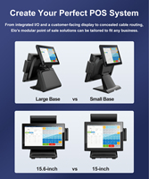 Caja Registradora con Pantalla Doble de 15 Pulgadas, Terminal POS de Escritorio Todo en Uno, PC con Pantalla Táctil Resistente de 10 Puntos, Windows/Android