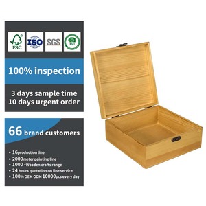Custom Craft Supplies Wood Crafts Wooden Boxes Storage Boxes Multifunctional Wooden Square Box