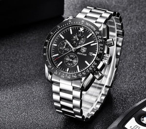 Reloj de Pulsera de Cuarzo Multifuncional para Hombre, de Primera Calidad, con Correa de Acero Inoxidable, Cronógrafo, Resistente al Agua, con Calendario, OEM ODM - Product Image 4