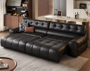 <span class=keywords><strong>Canapé</strong></span> carré trois places ultra-doux en charbon de bois, rembourré en cuir de vachette pleine fleur, <span class=keywords><strong>canapé</strong></span>-lit électrique coulissant - Product Image 6