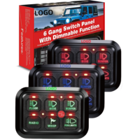 Panneau d'interrupteurs lumineux RGB 6 voies avec boîtier de contrôle de circuit, commutation 3 couleurs, panneau d'interrupteurs à bouton-poussoir universel 12V pour voiture 4x4 et camping-car
