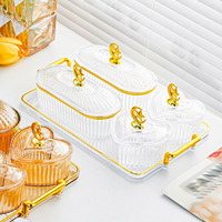 Nouvelle assiette à collation ronde transparente avec couvercle en plastique, style nordique, luxe léger, pour fruits et usage domestique