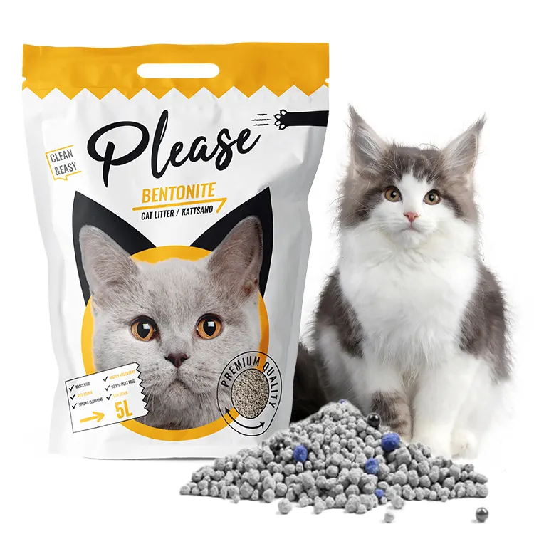 Muawu fabrika doğrudan yüksek kaliteli kedi çöp sıvı emme Bentonite Oem kedi çöp küçük parçacık kil kum