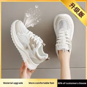 <span class=keywords><strong>Sneakers</strong></span> con Tacco Alto Traspiranti in Rete con Lacci per Donne 2025 Nuova Primavera Autunno Scarpe Leggere da Corsa per Studentesse delle Scuole Medie - Product Image 6