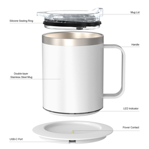 Taza Térmica Eléctrica con Cargador Inalámbrico, Calentador de Tazas, Regalo, Taza Inteligente Termostática para Café a 55 Grados - Product Image 3