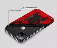 Leadingplus 2 en 1 TPU PC Couverture Arrière Mobile Téléphone avec Porte-Bague Béquille pour iPhone 11 12 X pour Samsung S11