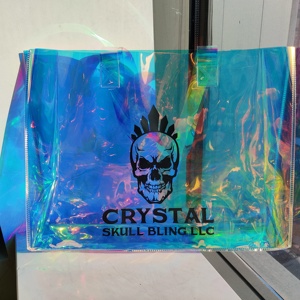 ถุงผ้าใส่ของขวัญเคลือบเงาโลหะโฮโลแกรมสีชมพูใช้ซ้ำได้มีโลโก้ตามสั่ง - Product Image 5