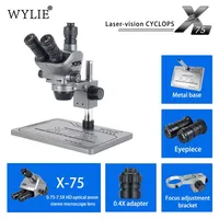 Microscope stéréoscopique trinoculaire WYLIE X75, zoom continu 0,75-7,5X, adaptateur 0,4X, éclairage annulaire LED pour réparation de cartes de circuits imprimés de téléphones