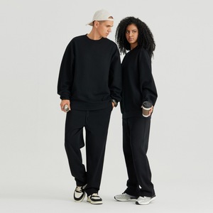 Venta al por mayor de felpa Jogger Hoodie de alta calidad OEM cuello redondo liso teñido de algodón blanco - Product Image 4