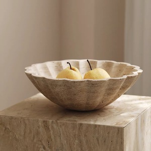 Piatto di frutta Beige minimalista in pizzo travertino ciotola per noci ciotola Snack per casa, Hotel, caffetteria - Product Image 1