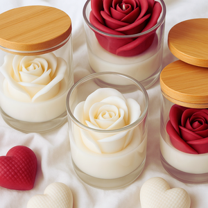 Nến thơm hình hoa hồng, hoàn hảo cho bữa tối lãng mạn dưới ánh nến ngày Valentine, nến sáp đậu nành không khói. - Product Image 1