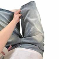 Pantalon en jean vintage taille haute coupe large couleur claire pour femme, nouveau style d'été, grande taille, coupe ample amincissante, idéal