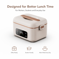 1300ml Kabellose Elektrische Lunchbox Wiederaufladbare Speisenwärmer aus Edelstahl mit Digitaler Steuerung und Timer-Funktion für Camping und Outdoor