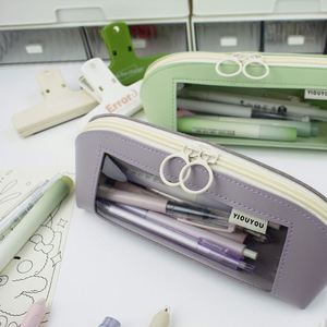 Estuche impermeable para papelería con cremallera, estuche transparente de gran capacidad para reglas de goma y lápices, suministros de aprendizaje sencillos - Product Image 2