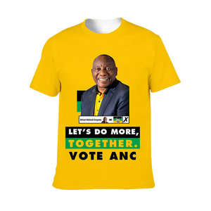 Suministro de fábrica Gahumi, gran oferta, camiseta de Sudáfrica, Campaña de impresión personalizada, camiseta de campaña electoral ANC de Sudáfrica - Product Image 2