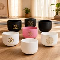 Ensemble de bols chantants en cristal de quartz REMA avec logo personnalisé, 6-14 pouces, 432 Hz, tonalité parfaite, quartz givré, marteau en caoutchouc, OEM ODM pour le yoga