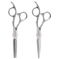 Kit de ciseaux de coiffure professionnels en acier inoxydable pour la coupe et l'éclaircissement des cheveux, ciseaux de barbier à bord rasoir pour salon