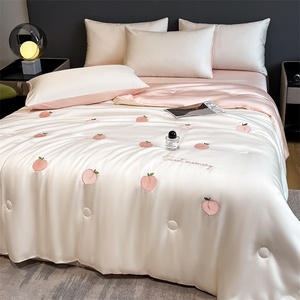 Ensemble de couette d'été de style moderne couette quatre pièces avec broderie motif de plante en soie glacée lavée remplissage en polyester à usage domestique - Product Image 3