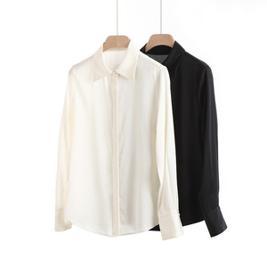 T-shirt en soie pour femme, cardigan à manches longues, style français, élégant, en soie de mûrier, collection printemps 202119, vente chaude - Product Image 3