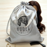 Sac de luxe en soie pour cheveux, chaussures, perruques, anti-poussière, en satin, avec logo personnalisé imprimé, sac à cordon en soie, pochette à bijoux, collier