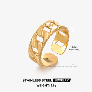 Anillo Abierto Ajustable de Acero Inoxidable con Baño de Oro para Hombre y Mujer, Joyería al por Mayor, Novedad, Personalizado, Antideslustre - Product Image 6