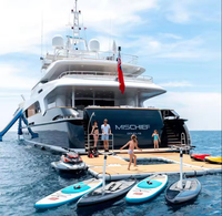 Plateforme flottante gonflable avec logo personnalisé, filet de sécurité, ponton pour piscine et bateau