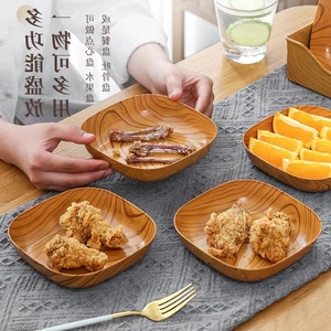 New Wood Grain Color <strong>Plastic</strong> Bone Plate Household <strong>Tray</strong> Snack Fruit <strong>Dessert</strong> Desktop Storage Japanese Style Nut Plate - Product Image 4
