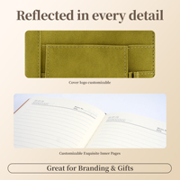Carnet en cuir professionnel avec pochette externe pour cartes, porte-stylo, logo personnalisé imprimé, bloc-notes de bureau