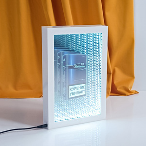 Boîte à lumière LED 3D à effet miroir infini, présentoir de comptoir en acrylique lumineux avec logo personnalisé pour bar, <span class=keywords><strong>club</strong></span>, magasin de détail, publicité - Product Image 5
