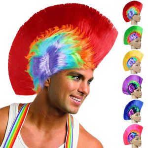 Anxin màu <span class=keywords><strong>Mohican</strong></span> nổ đầu tóc giả đa màu gradient thập niên 80 đá Cosplay Halloween bên Prop - Product Image 2