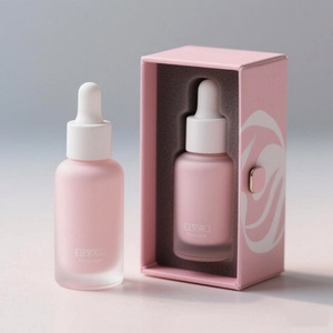 บรรจุภัณฑ์เครื่องสำอางเซรั่มบำรุงผิวหรูหรา ขนาด 30 มล. 40 มล. 50 มล. 80 มล. ขวดแก้วสีชมพูไล่เฉดแบบฝ้า สำหรับเซรั่มบำรุงผิวหน้า โลชั่น และน้ำมัน พร้อมกล่อง - Product Image 3