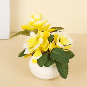 จำลองต้นบัว 3 ก้านในกระถาง ต้นไม้ประดับตกแต่งโต๊ะทำงานขนาดเล็ก <span class=keywords><strong>สด</strong></span>ใส สำหรับตกแต่งบ้านและสำนักงาน <span class=keywords><strong>ของ</strong></span>ตกแต่งดอกไม้ประดิษฐ์ - Product Image 3