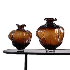 Modern Wave Shaped Glass Flower <b>Vase</b> Creative <b>Amber</b> Hydroponic Flower <b>Vase</b> - Product Image 5