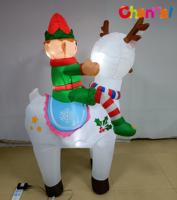 Décor gonflable de fête d'elfe et d'alpaga, décoration de Noël extérieure éclairée par LED pour l'affichage de patio de jardin