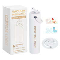 Bouteille d'eau isotherme personnalisée avec logo, couvercle rabattable anti-fuite, plusieurs tailles 12-40 oz, chaud 24H froid 12H