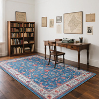 Persan Vintage Fleur Bleu Chenille Antidérapant Étanche Tapis Tapis Tapis De Sol pour Salon Hôtel