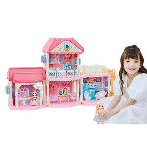 Castillo de <span class=keywords><strong>princesa</strong></span> de regalo para niñas, juguetes de construcción, cocina educativa, sala de estar, cama, baño, casa de muñecas, Kits de Villa para niños - Product Image 1