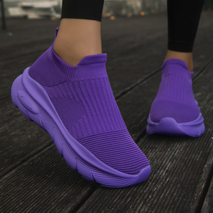 Chaussures à plateforme pour femmes, chaussettes à enfiler, tige en tissu extensible, doublure respirante, semelle légère en EVA, baskets confortables - Product Image 3