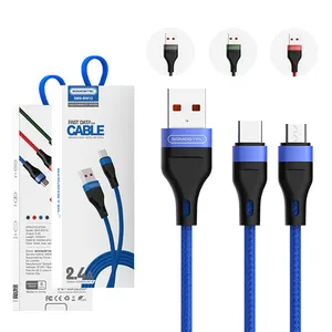 Somostel BW12 2.4 A fast charging usb data cable type C USB nylon braided aluminum cable micro charging Cables para Celular